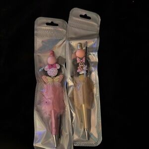 Pink and Beige Character Pens